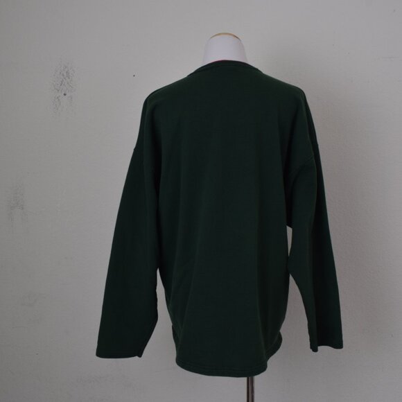 Vintage 90s Cotton/Poly Green Christmas Sweatshirt size X Large‎ - Picture 3 of 13